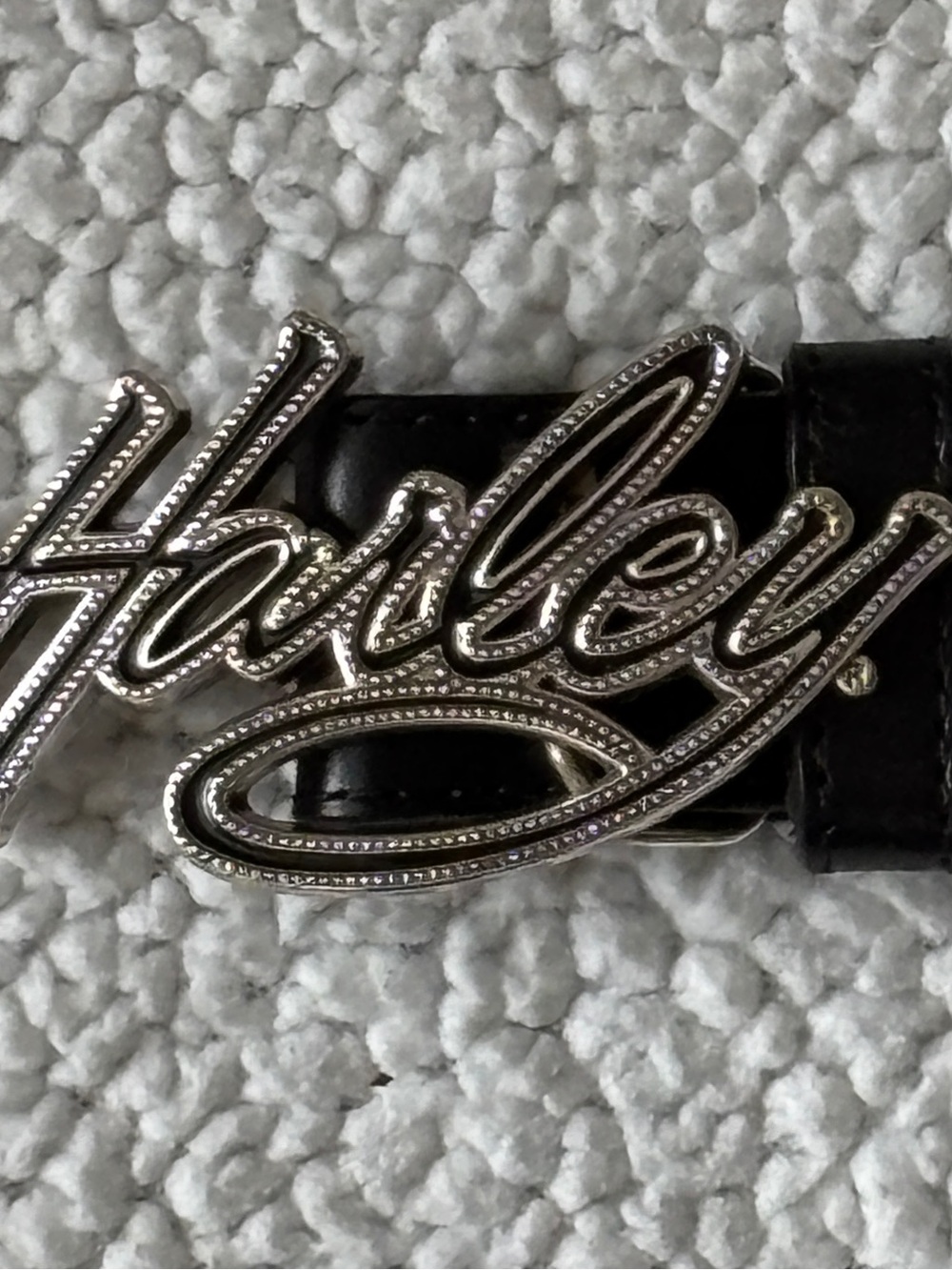 Harley-Davidson Black Belt with Silver Script Buckle.
